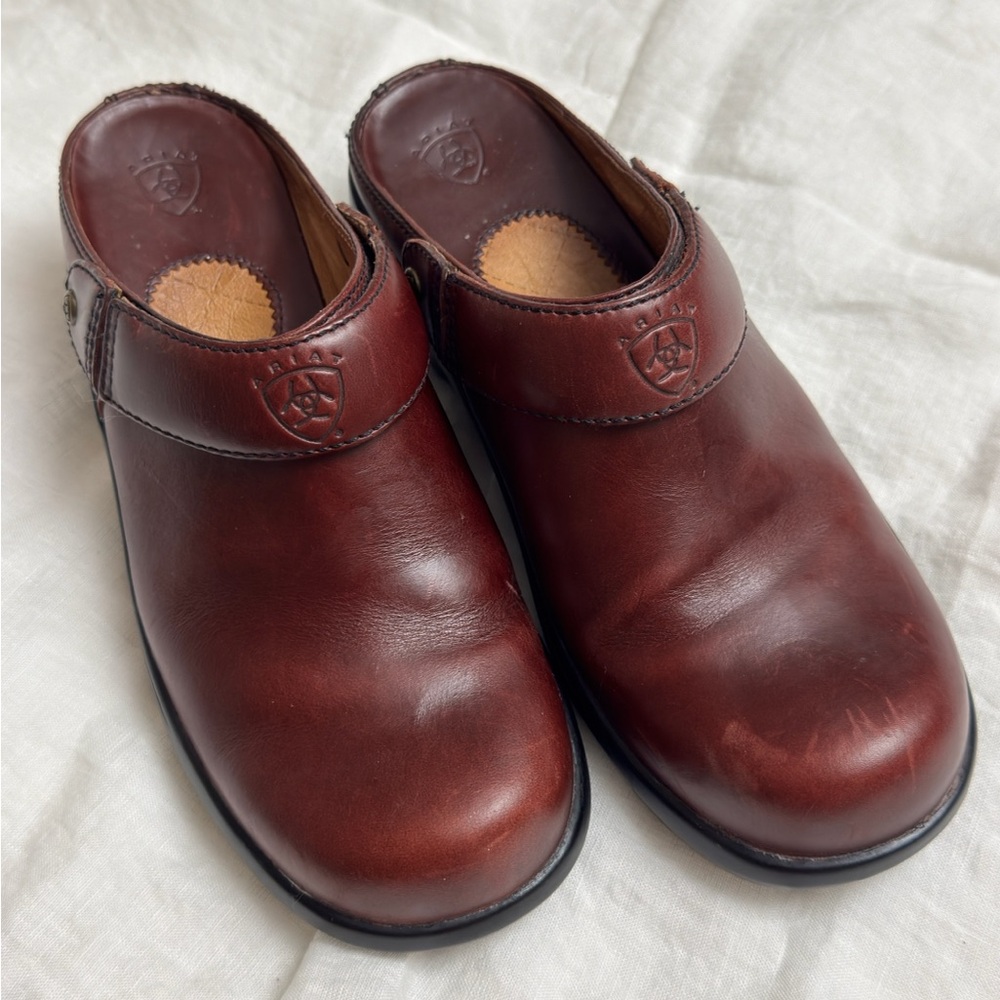 Ariat Red Leather Slip On Clogs Size 7 Classic Western